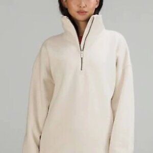 lululemon- thick fleece half zip in (xs/s) in bone